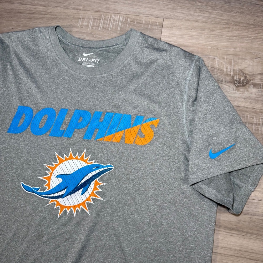 Nike Miami Dolphins NFL Dri-Fit Gray Performance T-Shirt Mens XL Graphic
